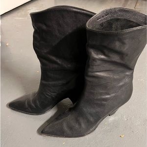 Black leather ankle boots
